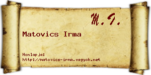 Matovics Irma névjegykártya