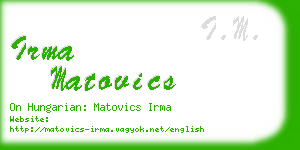 irma matovics business card